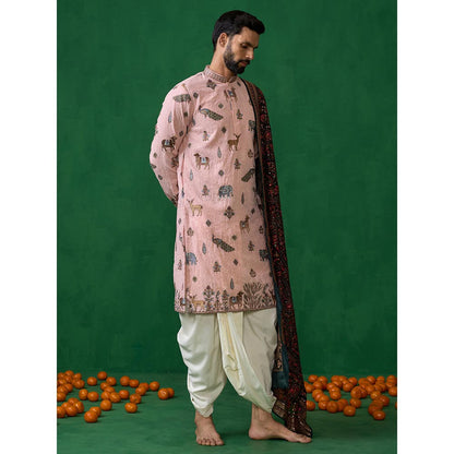 KALPRAAG Pichwai Pink Dhoti with Kurta and Pant