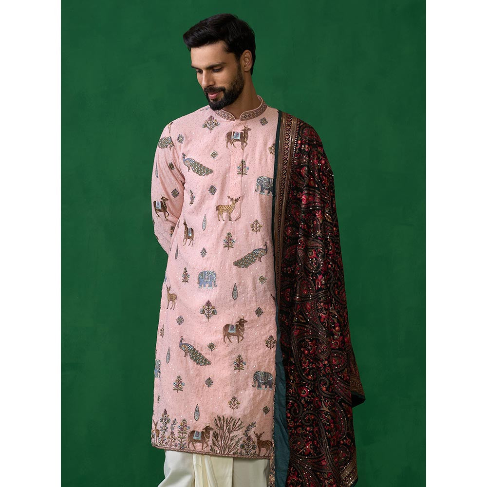 KALPRAAG Pichwai Pink Dhoti with Kurta and Pant