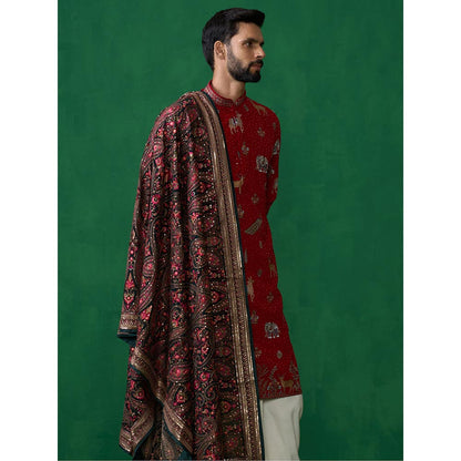 KALPRAAG Pichwai Red Dhoti with Kurta and Pant