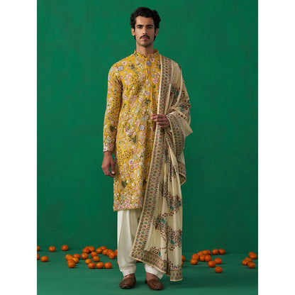 KALPRAAG Poolpankh Haldi Kurta with Patiyala and Dupatta