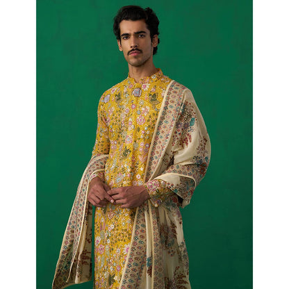 KALPRAAG Poolpankh Haldi Kurta with Patiyala and Dupatta