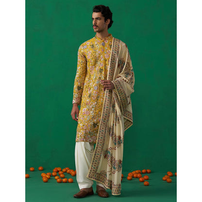 KALPRAAG Poolpankh Haldi Kurta with Patiyala and Dupatta