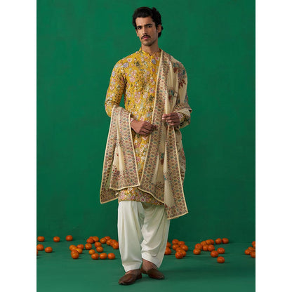 KALPRAAG Poolpankh Haldi Kurta with Patiyala and Dupatta