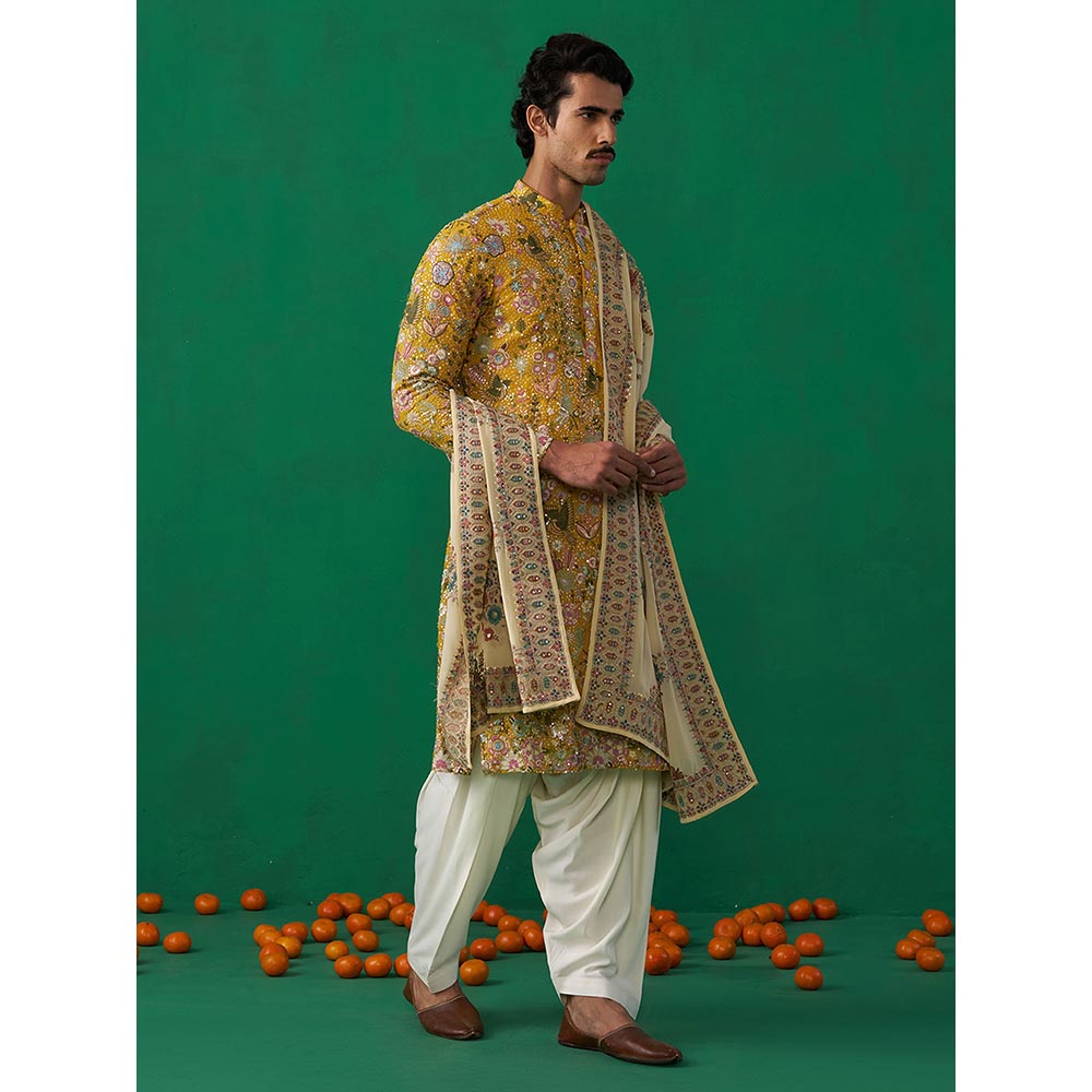 KALPRAAG Poolpankh Haldi Kurta with Patiyala and Dupatta