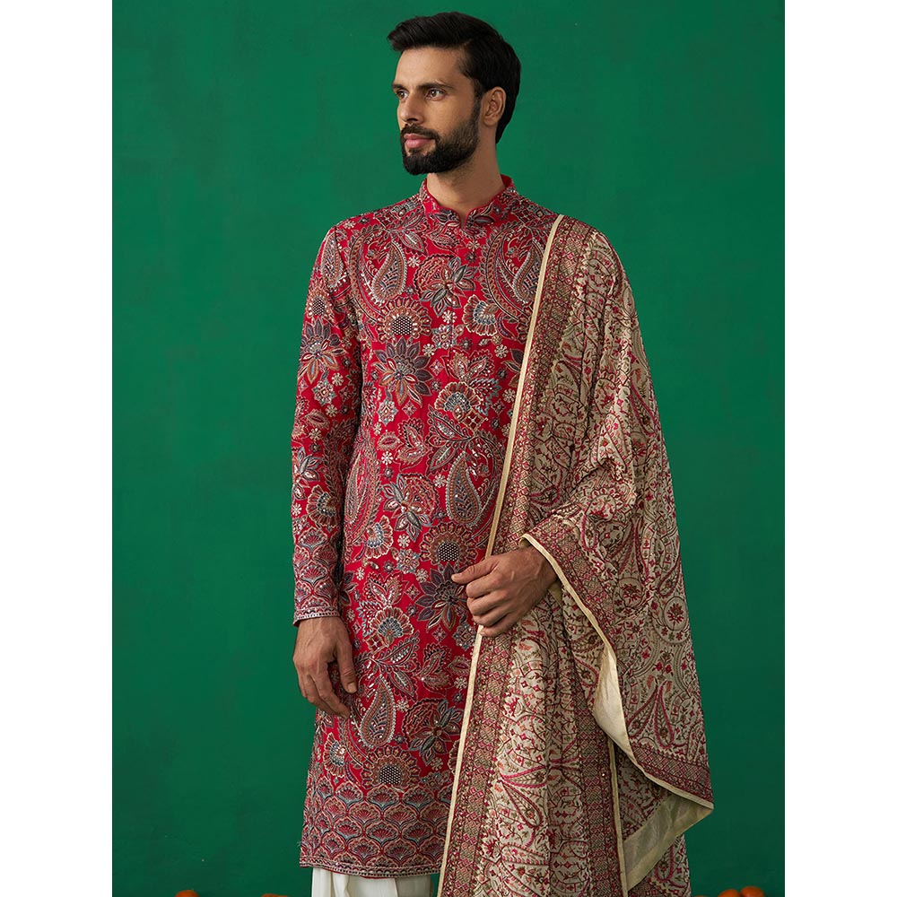 KALPRAAG Paisely Pink Kurta with Patiyala and Dupatta
