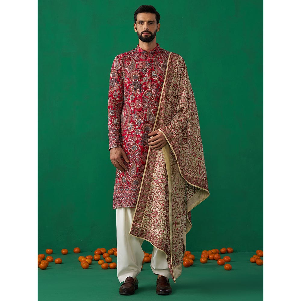 KALPRAAG Paisely Pink Kurta with Patiyala and Dupatta