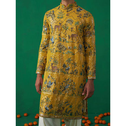 KALPRAAG Swan Haldi Kurta with Patiyala and Dupatta