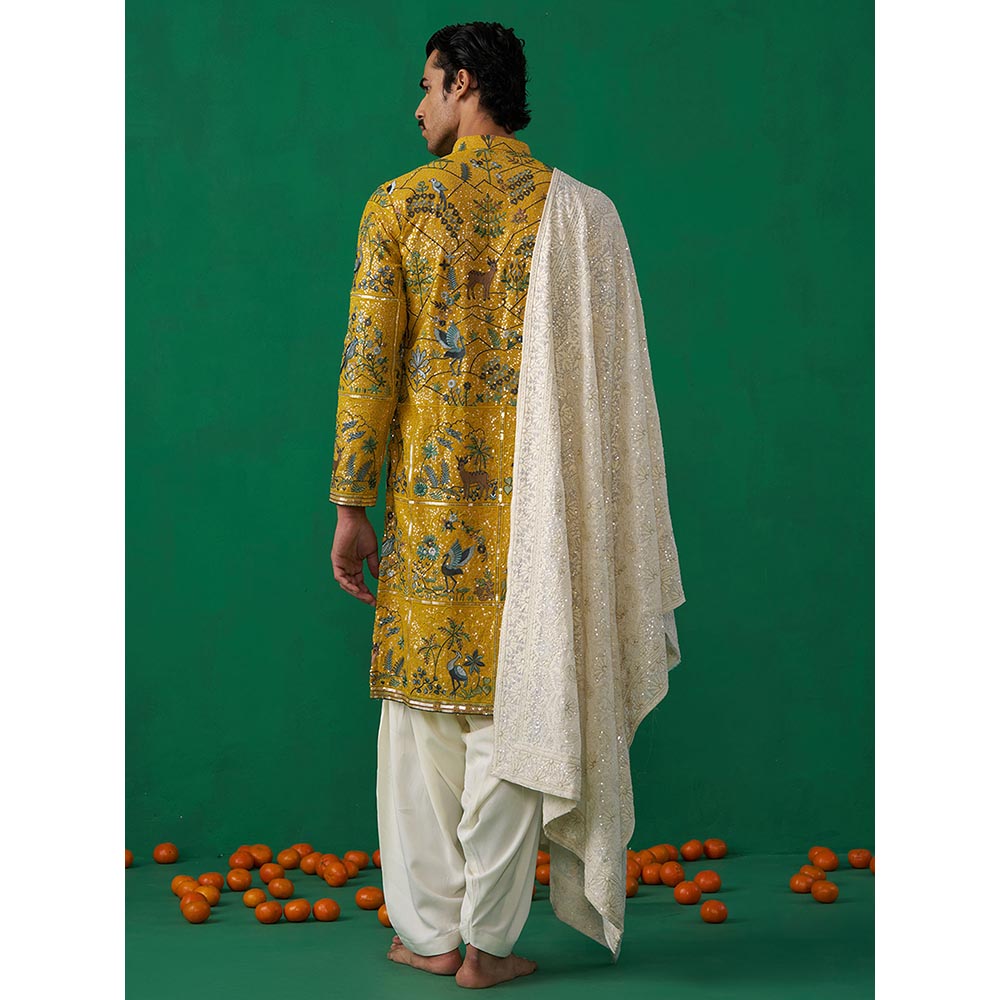 KALPRAAG Swan Haldi Kurta with Patiyala and Dupatta