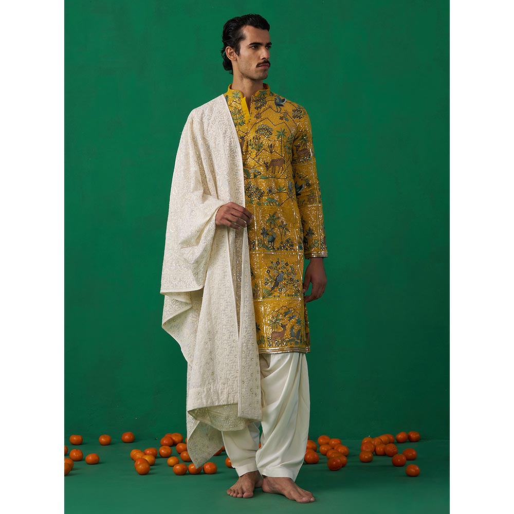 KALPRAAG Swan Haldi Kurta with Patiyala and Dupatta