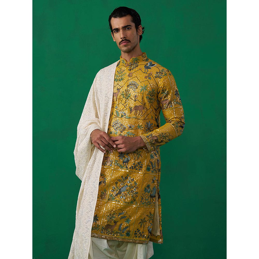 KALPRAAG Swan Haldi Kurta with Patiyala and Dupatta