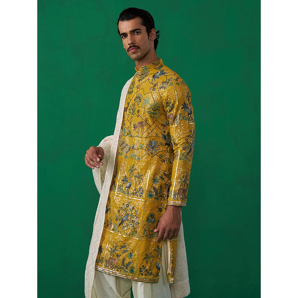 KALPRAAG Swan Haldi Kurta with Patiyala and Dupatta