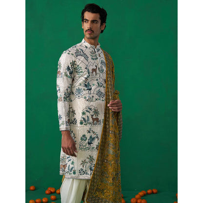 KALPRAAG Swan Ivory Kurta with Patiyala and Dupatta