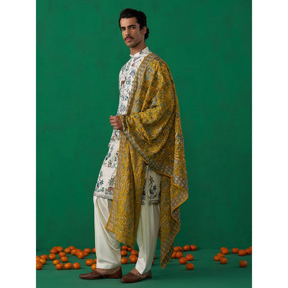 KALPRAAG Swan Ivory Kurta with Patiyala and Dupatta