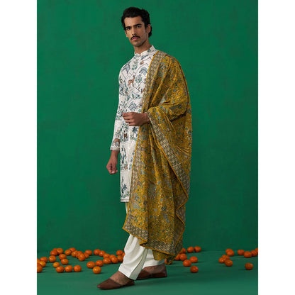 KALPRAAG Swan Ivory Kurta with Patiyala and Dupatta