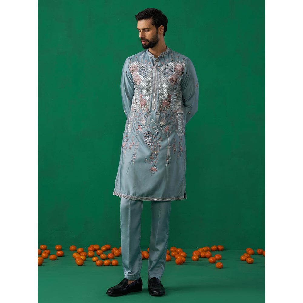 KALPRAAG Mayur Skyblue Embroidered Kurta and Pant