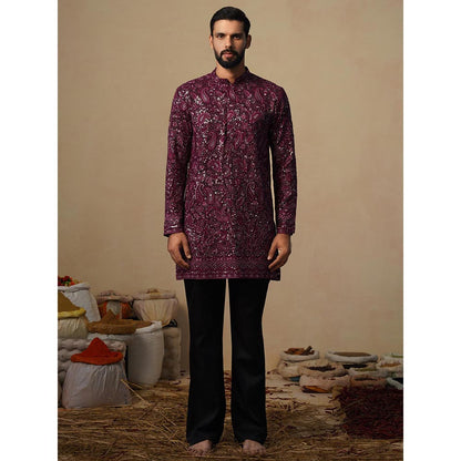 KALPRAAG Sitaara Wine Short Kurta with Pant