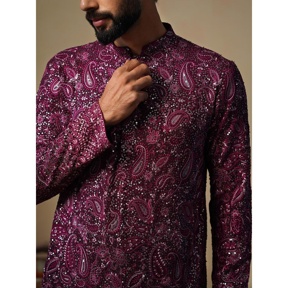 KALPRAAG Sitaara Wine Short Kurta with Pant