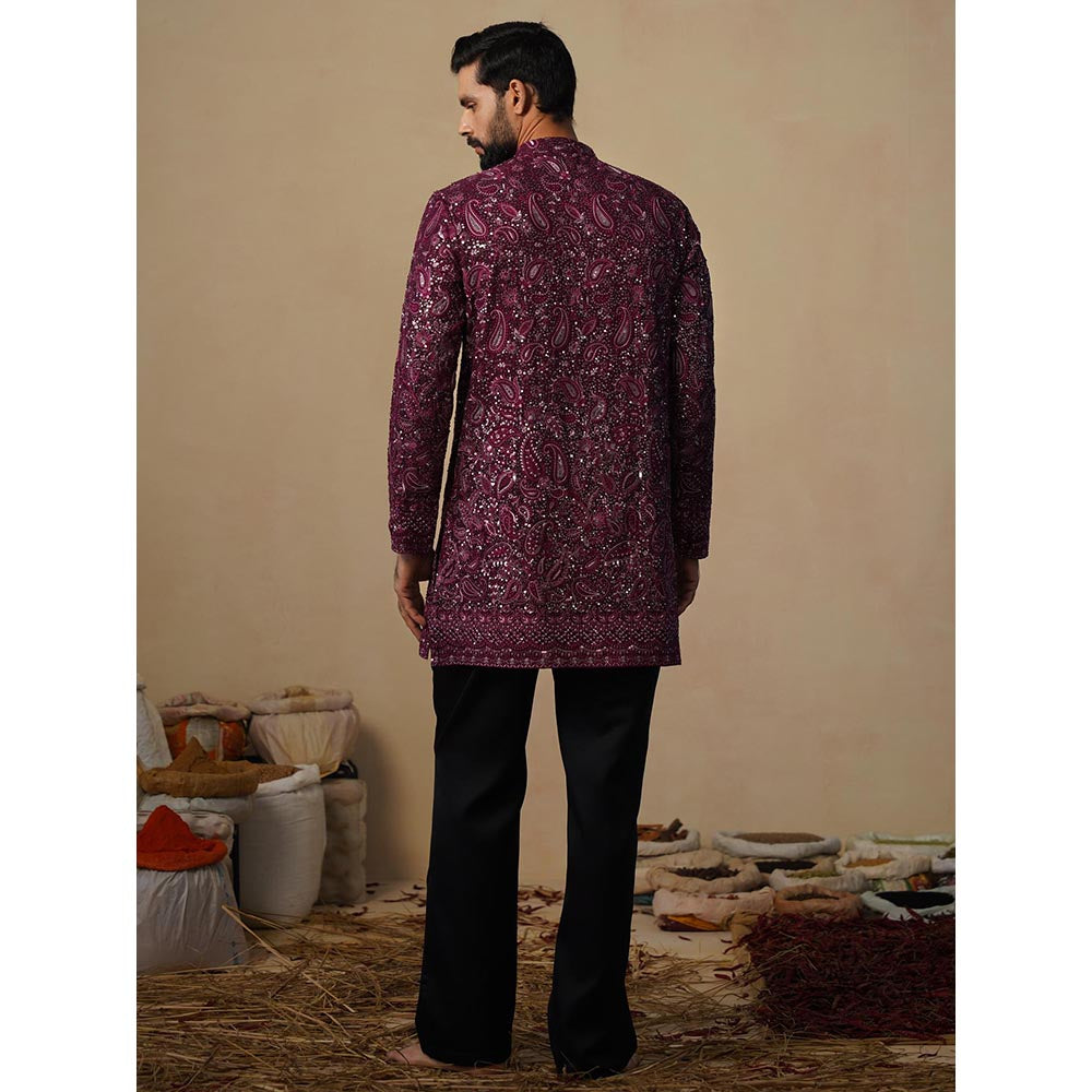 KALPRAAG Sitaara Wine Short Kurta with Pant