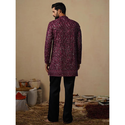 KALPRAAG Sitaara Wine Short Kurta with Pant