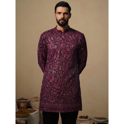 KALPRAAG Sitaara Wine Short Kurta with Pant
