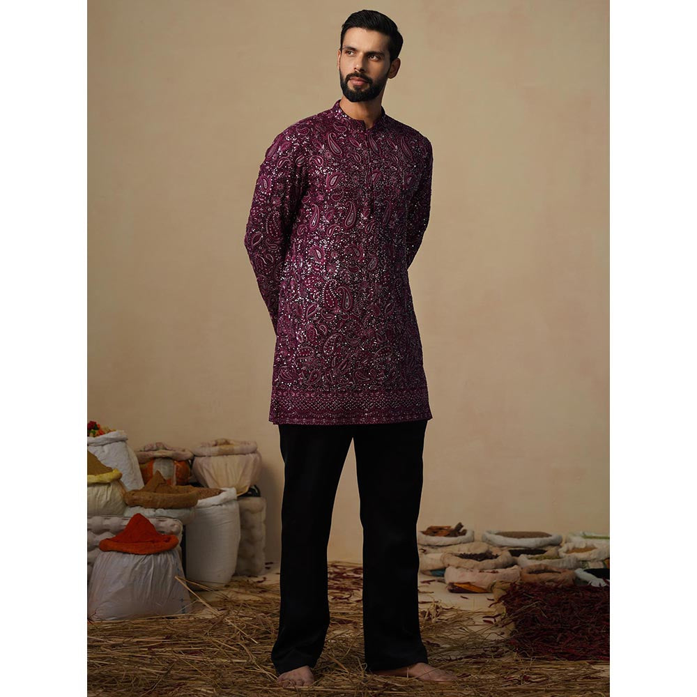 KALPRAAG Sitaara Wine Short Kurta with Pant