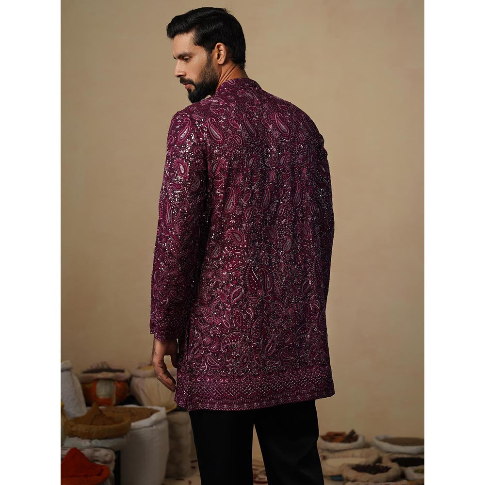 KALPRAAG Sitaara Wine Short Kurta with Pant