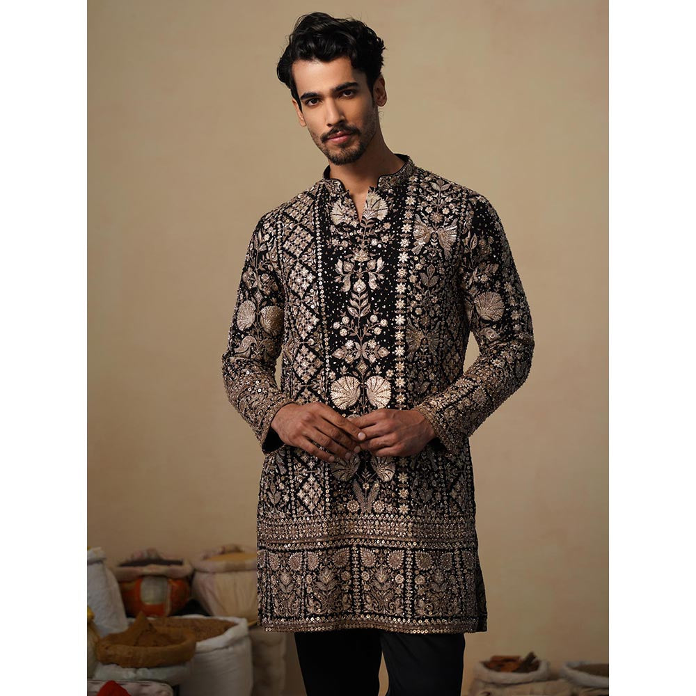KALPRAAG Sanjh Black Short Kurta with Pant