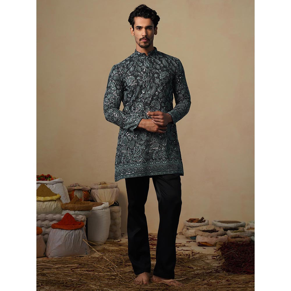 KALPRAAG Turquoise Sitaara Ferozi Short Kurta with Pant