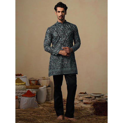 KALPRAAG Turquoise Sitaara Ferozi Short Kurta with Pant