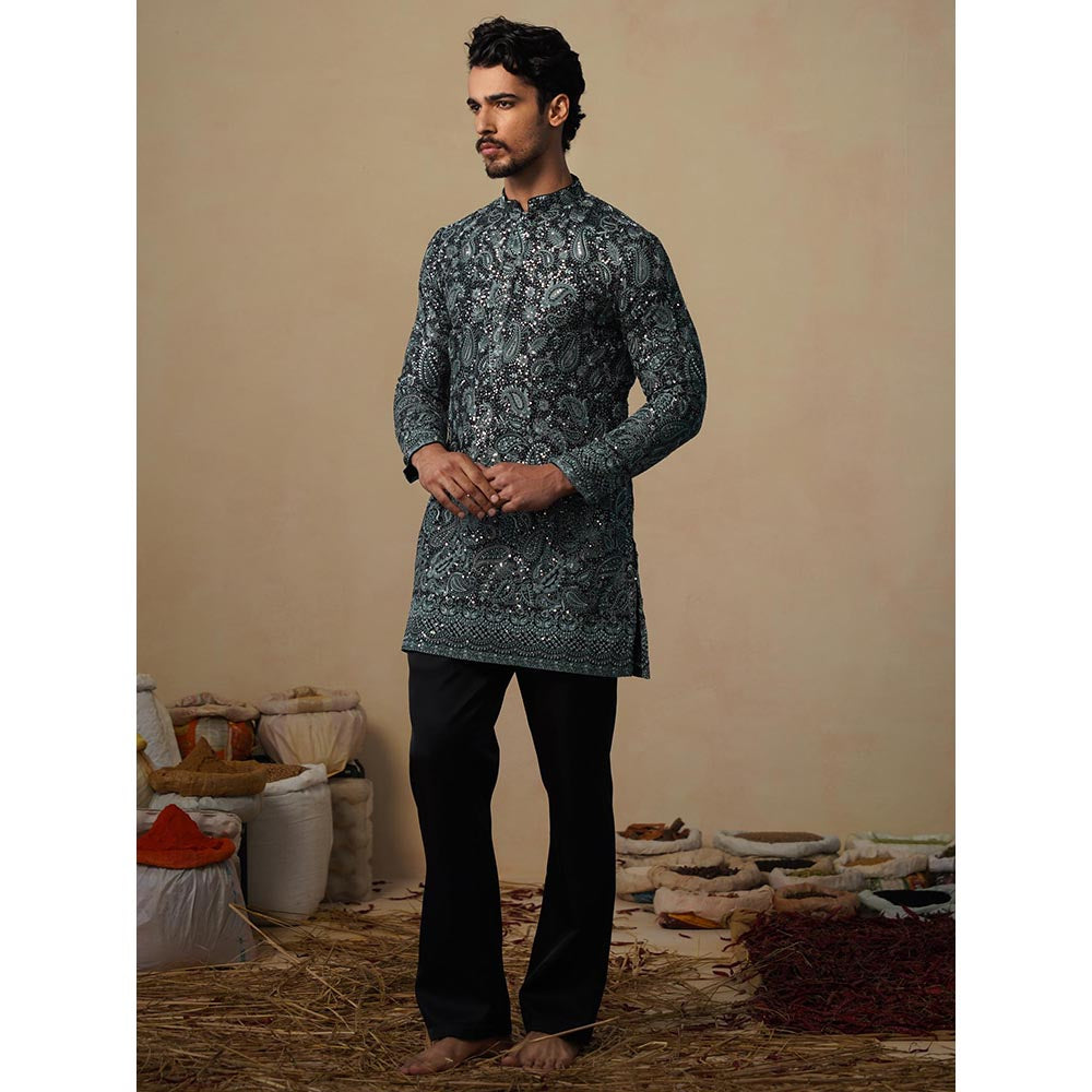 KALPRAAG Turquoise Sitaara Ferozi Short Kurta with Pant