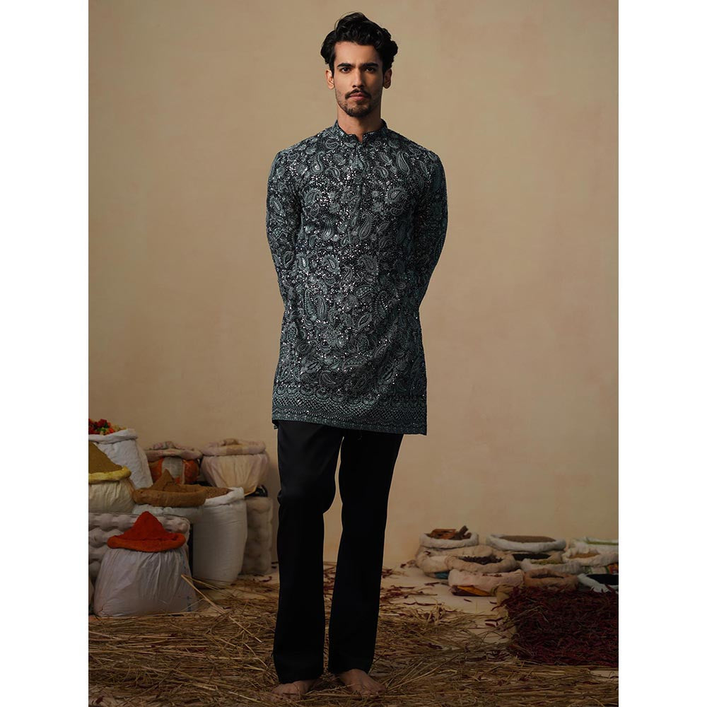 KALPRAAG Turquoise Sitaara Ferozi Short Kurta with Pant