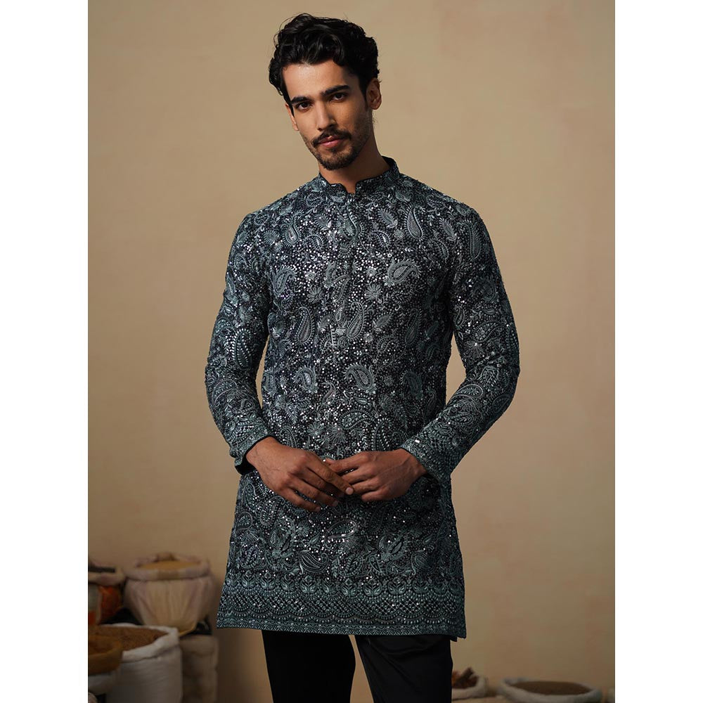 KALPRAAG Turquoise Sitaara Ferozi Short Kurta with Pant