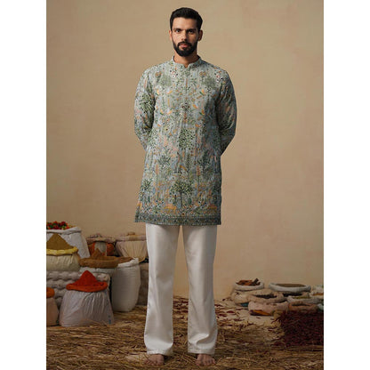 KALPRAAG Parind Sea Green Short Kurta with Pant