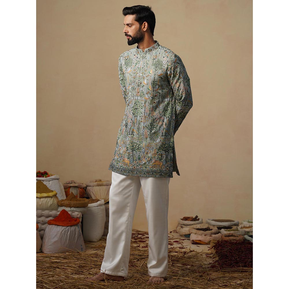 KALPRAAG Parind Sea Green Short Kurta with Pant