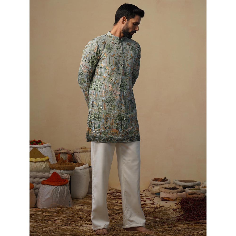 KALPRAAG Parind Sea Green Short Kurta with Pant