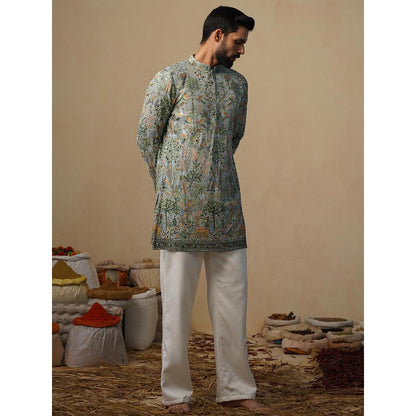 KALPRAAG Parind Sea Green Short Kurta with Pant