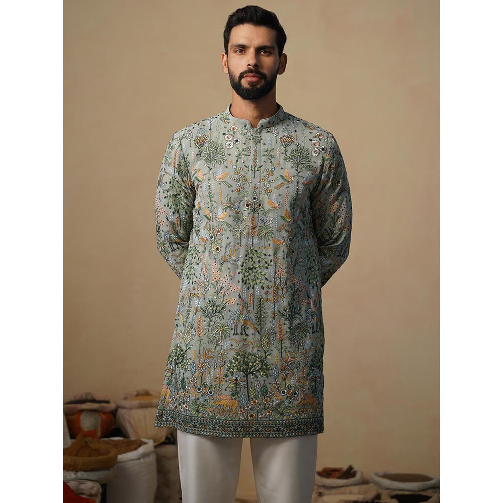 KALPRAAG Parind Sea Green Short Kurta with Pant