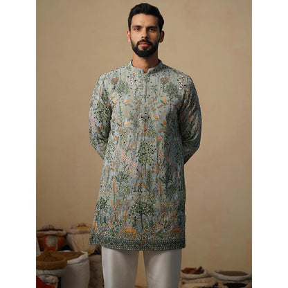 KALPRAAG Parind Sea Green Short Kurta with Pant