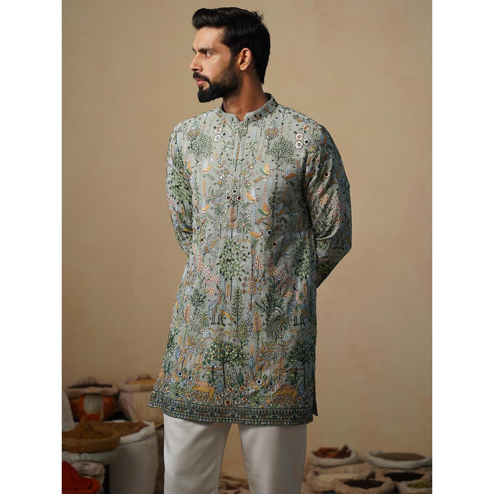 KALPRAAG Parind Sea Green Short Kurta with Pant