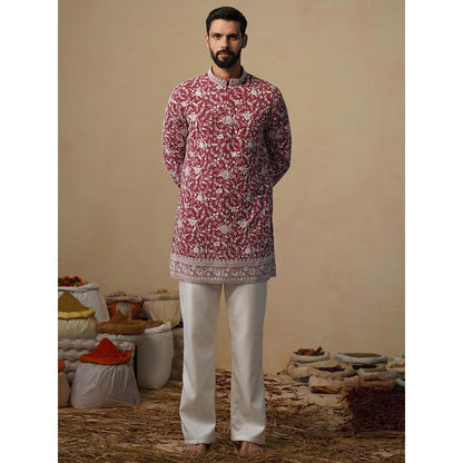 KALPRAAG Gulbahar Maroon Short Kurta with Pant