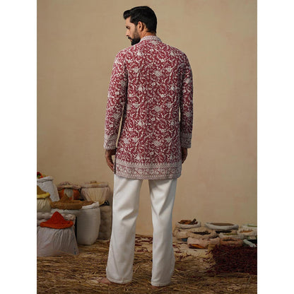 KALPRAAG Gulbahar Maroon Short Kurta with Pant