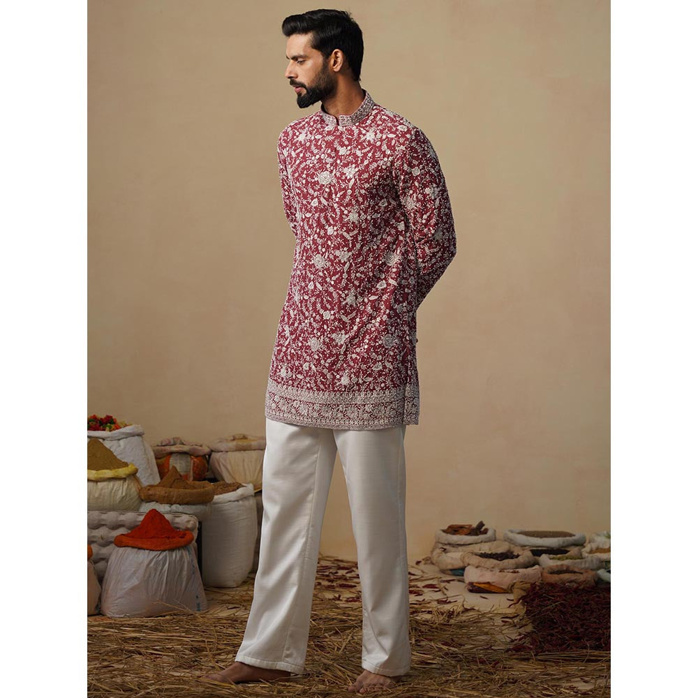 KALPRAAG Gulbahar Maroon Short Kurta with Pant