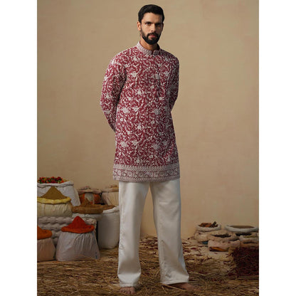 KALPRAAG Gulbahar Maroon Short Kurta with Pant