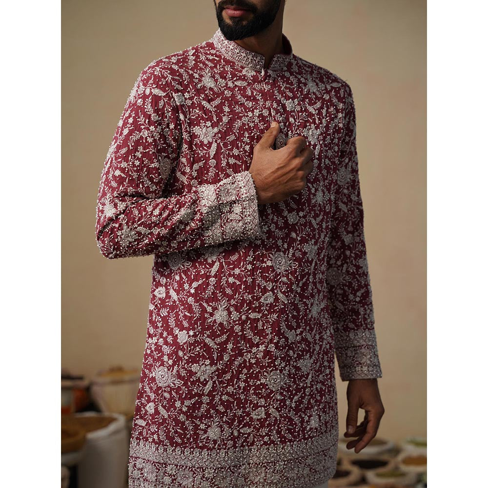 KALPRAAG Gulbahar Maroon Short Kurta with Pant