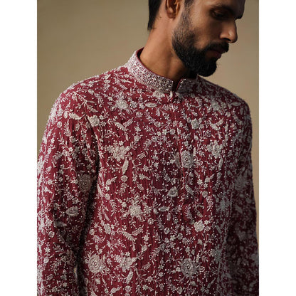 KALPRAAG Gulbahar Maroon Short Kurta with Pant