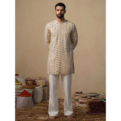 KALPRAAG Sheesha Cut Dana Beige Short Kurta with Pant