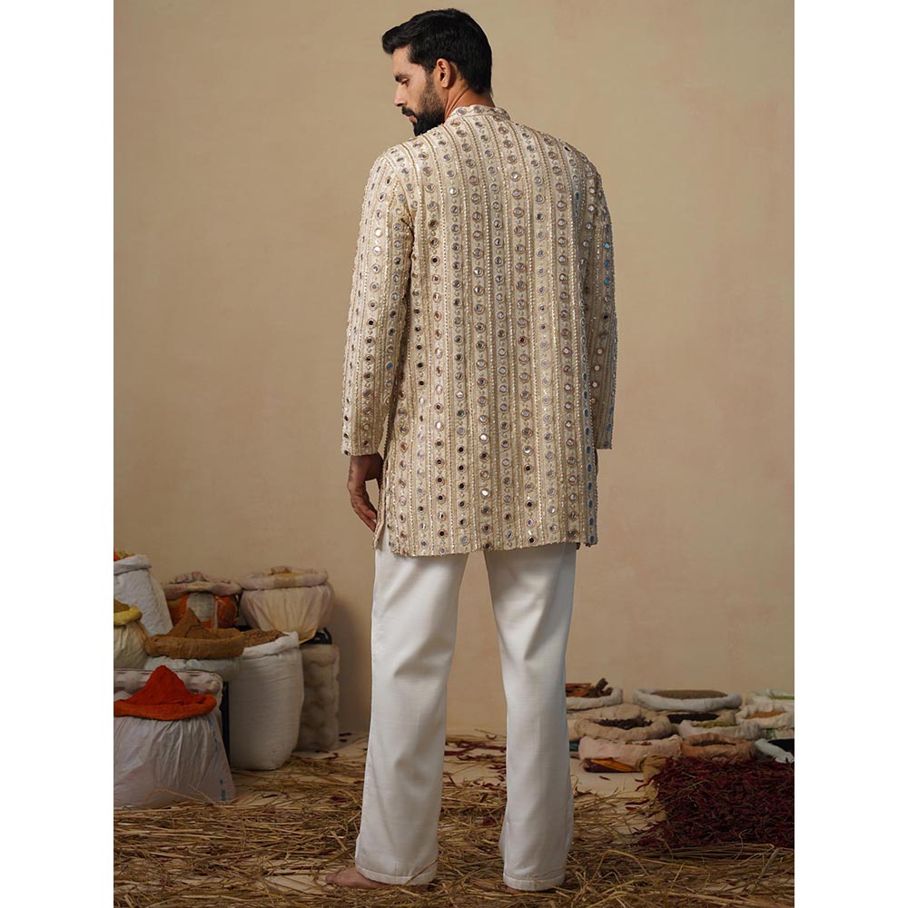 KALPRAAG Sheesha Cut Dana Beige Short Kurta with Pant