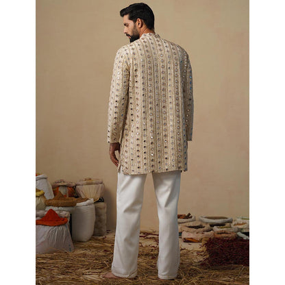KALPRAAG Sheesha Cut Dana Beige Short Kurta with Pant