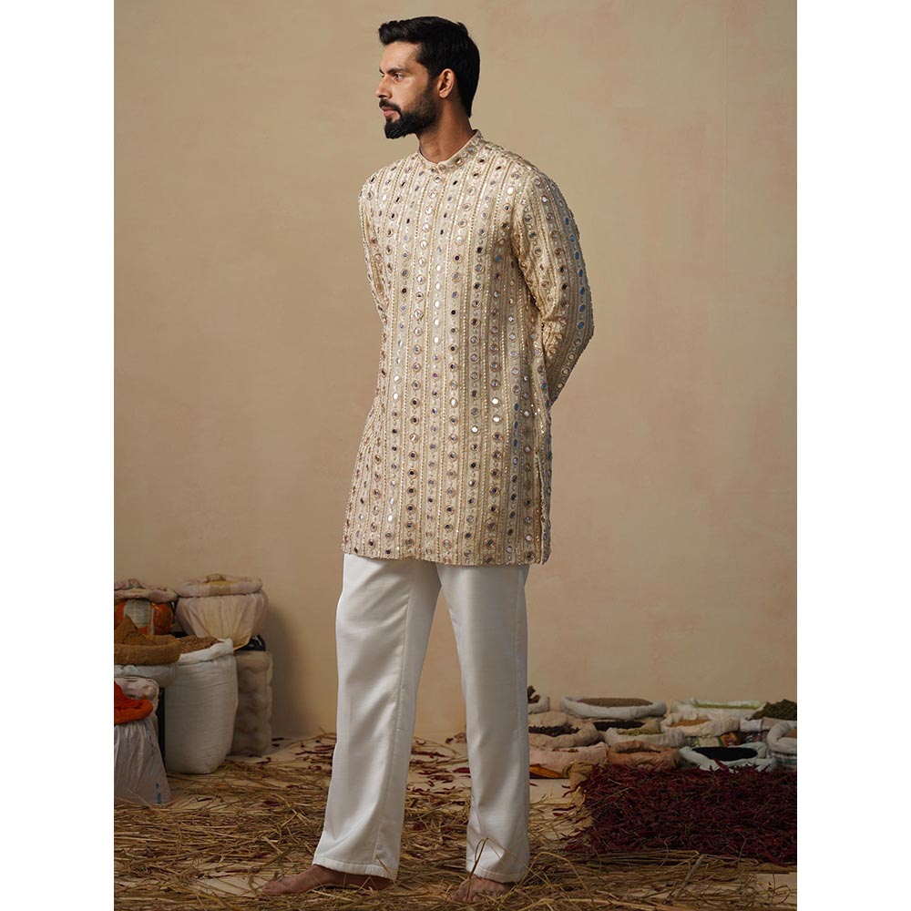 KALPRAAG Sheesha Cut Dana Beige Short Kurta with Pant