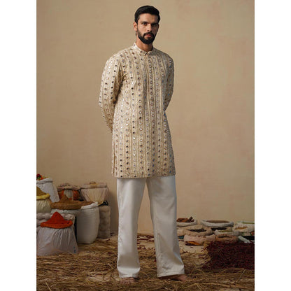 KALPRAAG Sheesha Cut Dana Beige Short Kurta with Pant